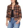 imageWallFlower Womens Bowery Brushed Cropped Cozy Flannel Boyfriend Trendy Spring Summer and Fall Light Button Down ShirtArgan Oil Brown Plaid
