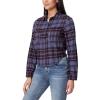 imageWallFlower Womens Bowery Brushed Cropped Cozy Flannel Boyfriend Trendy Spring Summer and Fall Light Button Down ShirtGrisaille Grey