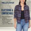 imageWallFlower Womens Bowery Brushed Cropped Cozy Flannel Boyfriend Trendy Spring Summer and Fall Light Button Down ShirtLavender Plaid