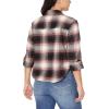 imageWallFlower Womens Bowery Brushed Cropped Cozy Flannel Boyfriend Trendy Spring Summer and Fall Light Button Down ShirtMahogany Black Plaid
