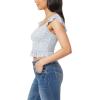imageWallFlower Womens Brandy Ruffle Strap Smocked Rayon Challis TopBright White Ditsy Floral