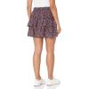 imageWallFlower Womens Double Tiered Ruffle Pull on SkirtBlack and Magenta Ditsy Foral