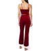 imageWallFlower Womens Ginger Christmas Fur Trimmed Luxe Velour Cropped Cami and Flare Pant SetRed