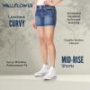 imageWallFlower Womens Luscious Curvy MidRise Denim Insta Stretch Juniors Belted 3quot Shorts ampamp 9quot Bermuda Sizes 0 to 249 Yves Belted Bermuda