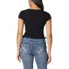 imageWallFlower Womens Madeline Short Sleeve VNeck Yummy Rib Top with Ruched SidesBlack Night