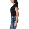 imageWallFlower Womens Madeline Short Sleeve VNeck Yummy Rib Top with Ruched SidesBlack Night