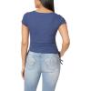 imageWallFlower Womens Madeline Short Sleeve VNeck Yummy Rib Top with Ruched SidesCrown Blue