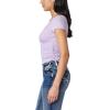 imageWallFlower Womens Madeline Short Sleeve VNeck Yummy Rib Top with Ruched SidesPurple Rose