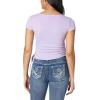imageWallFlower Womens Madeline Short Sleeve VNeck Yummy Rib Top with Ruched SidesPurple Rose