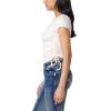 imageWallFlower Womens Madeline Short Sleeve VNeck Yummy Rib Top with Ruched SidesSnow White