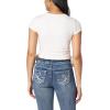 imageWallFlower Womens Madeline Short Sleeve VNeck Yummy Rib Top with Ruched SidesSnow White
