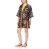 imageWallFlower Womens Sleeveless Swing Dress ampamp Printed Kimono SetBlack Romantic Floral With Yellow Dress