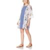 imageWallFlower Womens Sleeveless Swing Dress ampamp Printed Kimono SetWhite Classic Floral With Blue Dress