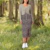 imageWallFlower womens 2piece Sweater and Dress SetBlackBrown Floral  Vetiver Green Cardigan