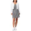 imageWallFlower Womens 2Piece Sweater and Dress Set Elegant Teacher LooksBlack and White Plaid  Ivory Cardigan