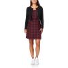 imageWallFlower Womens 2Piece Sweater and Dress Set Elegant Teacher LooksBurgundy and Black Plaid  Black Cardigan