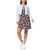 imageWallFlower Womens 2Piece Sweater and Dress Set Elegant Teacher LooksDark Brown Floral  Light Blue Cardigan