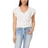 imageWallFlower Womens Adrianne Flutter Sleeve VNeck Rayon Challis Swiss Dot Peplum TopSnow White