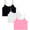 imageWallFlower Womens Carson Insta Smooth Seamless Shelf Bra Camisole 2Pack Standard and PlusSnow WhiteSachet PinkBlack Night