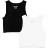 imageWallFlower Womens Insta Smooth Seamless Tank Top 2Pack Standard and PlusBlackWhite Highneck