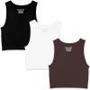 imageWallFlower Womens Insta Smooth Seamless Tank Tops 3Pack Standard and PlusSnow WhiteFrench RoastBlack Night