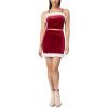 imageWallFlower Womens Mrs Claus Christmas Fur Trimmed Luxe Velour Cropped Cami and Mini Skirt SetRed