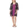 imageWallFlower Womens Sleeveless Swing Dress ampamp Printed Kimono SetBlack Vintage Floral With Purple Dress