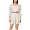 imageWallFlower Womens Wren Peasant Belted Mini Chiffon DressPorcelain