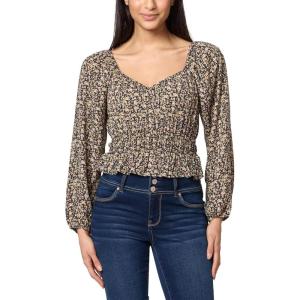 imageWallFlower Womens Alexandra Long Sleeve Sweetheart Blouse TopBlack Ditsy Floral