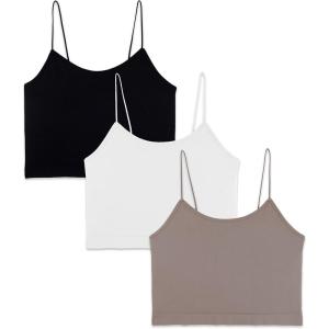 imageWallFlower Womens Carson Insta Smooth Seamless Shelf Bra Camisole 2Pack Standard and PlusSnow WhiteAntlerBlack Night