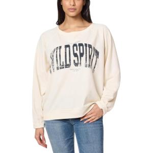 imageWallFlower Womens Dallas Oversized French Terry Graphic SweatshirtAntique White