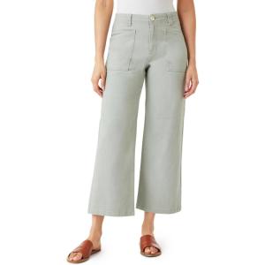 imageWallFlower Womens Fearless Curvy Wide Leg HighRise Juniors 27quot Ankle Denim and Twill PantsSeagrass