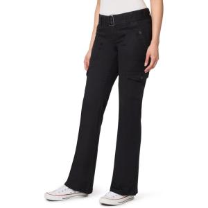 imageWallFlower Womens Feisty Curvy Cargo Flare Low Rise Belted Insta Stretch Juniors PantsBlack Twill