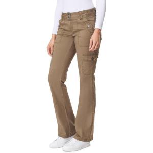imageWallFlower Womens Feisty Curvy Cargo Flare Low Rise Belted Insta Stretch Juniors PantsDark Olive