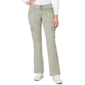 imageWallFlower Womens Feisty Curvy Cargo Flare Low Rise Belted Insta Stretch Juniors PantsDark Sea Sage