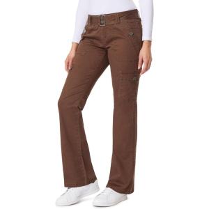 imageWallFlower Womens Feisty Curvy Cargo Flare Low Rise Belted Insta Stretch Juniors PantsTruffle