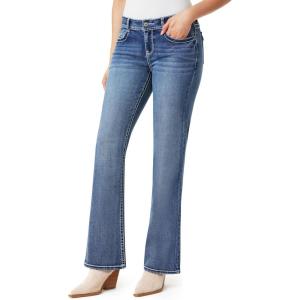 imageWallFlower Womens Feisty Curvy Low Rise Slim Flare Insta Stretch Juniors JeansIce