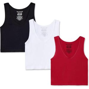 imageWallFlower Womens Insta Smooth Seamless Tank Tops 3Pack Standard and PlusSnow WhiteBlack NightCherry