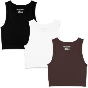 imageWallFlower Womens Insta Smooth Seamless Tank Tops 3Pack Standard and PlusSnow WhiteFrench RoastBlack Night