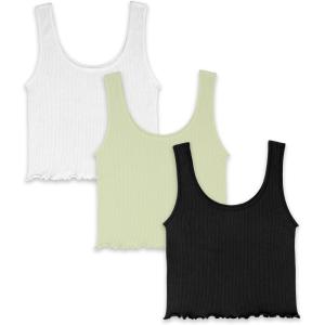 imageWallFlower Womens Insta Smooth Seamless Tank Tops 3Pack Standard and PlusSnow WhiteLily GreenBlack Night