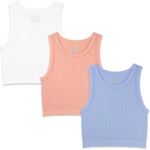imageWallFlower Womens Insta Smooth Seamless Tank Tops 3Pack Standard and PlusSnow WhitePeach PearlAzurine