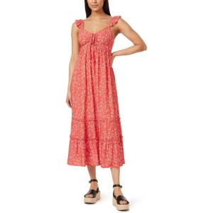 imageWallFlower Womens Lauren Rayon Challis Babydoll Ruched Front Maxi DressCayenne Ditsy Floral