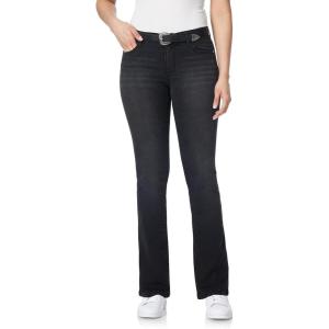 imageWallFlower Womens Legendary Slim Bootcut MidRise Belted Insta Stretch Juniors Jeans Standard and PlusMid Carbon