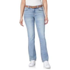 imageWallFlower Womens Legendary Slim Bootcut MidRise Belted Insta Stretch Juniors Jeans Standard and PlusRowan