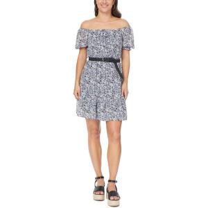 imageWallFlower Womens Lottie Chiffon Puff Sleve Mini Belted DressBlack