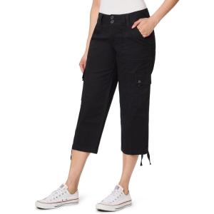 imageWallFlower Womens Luscious Curvy 22quot Straight Cargo Twill Crop Mid Rise Insta Stretch JuniorsBlack