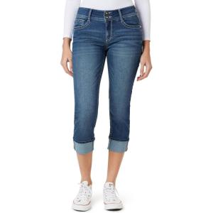 imageWallFlower Womens Luscious Curvy 235quot Crop MidRise Bling Insta Stretch Juniors Standard and PlusClarke Wash