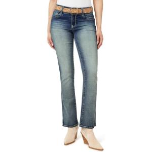 imageWallFlower Womens Luscious Curvy Belted Bootcut MidRise Insta Stretch Juniors JeansBasil