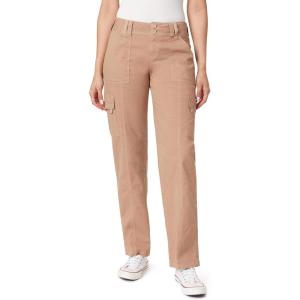 imageWallFlower Womens Luscious Curvy Twill Relaxed Cargo Straight Mid Rise Insta Stretch Juniors PantsTigers Eye