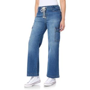imageWallFlower Womens Tomboy Relaxed Cargo Denim MidRise Insta Stretch Juniors JeansVeronica